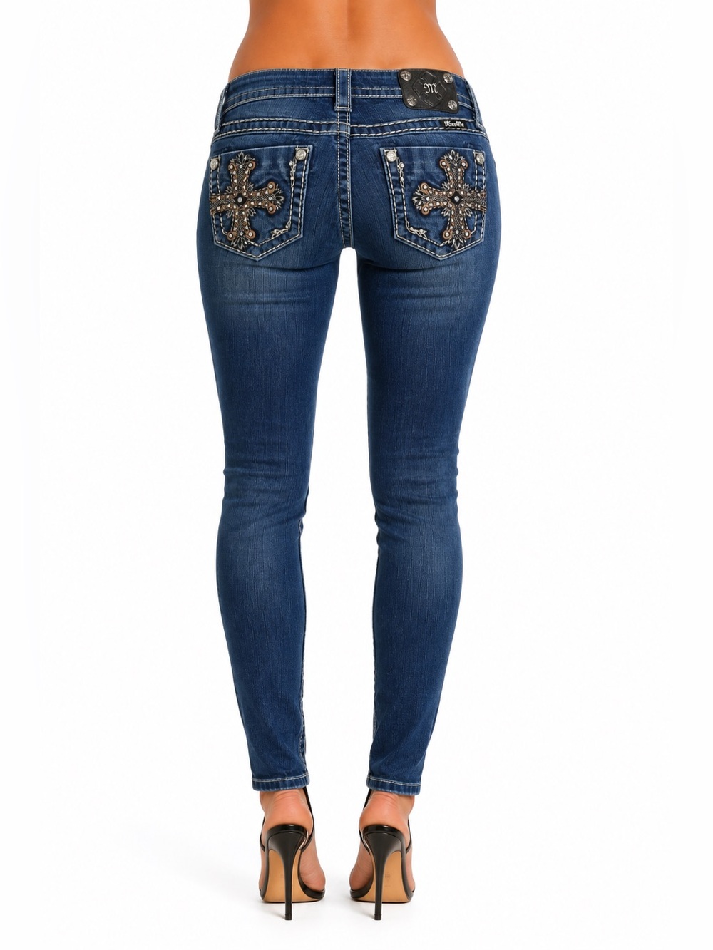 Miss Me Dark Blue Embellished Pocket Skinny Jeans